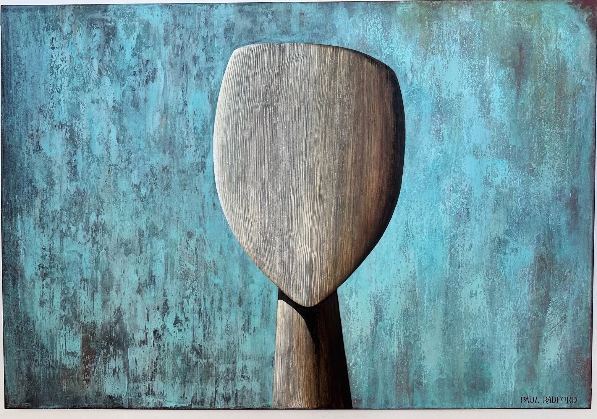 Cycladic head painting by Paul Radford — acrylic on canvas